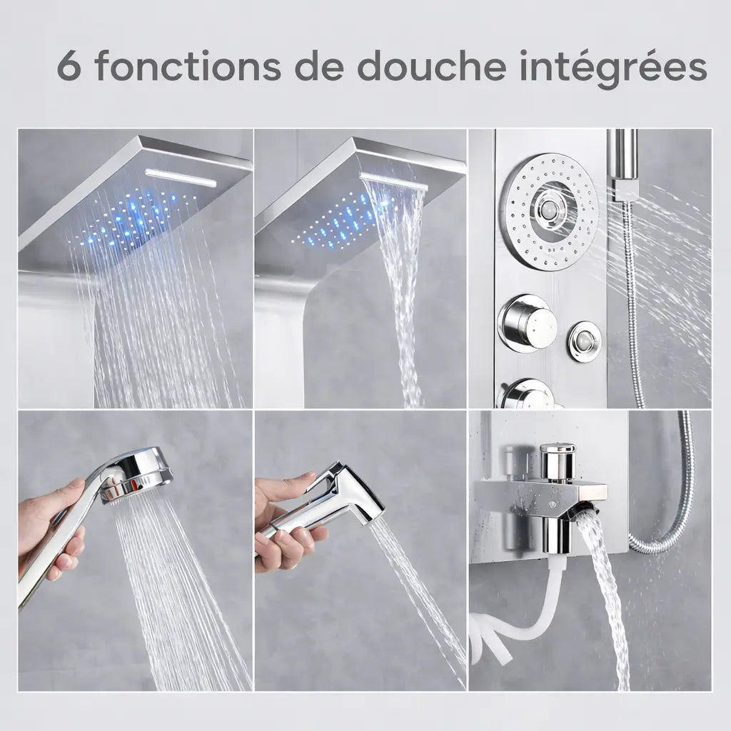 Colonne de douche hydromassante inox brossé