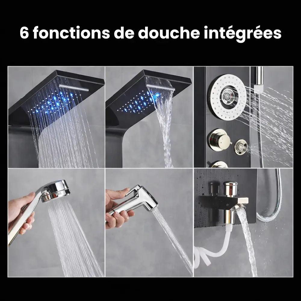 Colonne de douche hydromassante noir mat