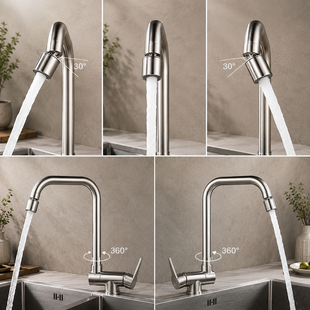 Robinet cuisine rabattable 360° flexible compact