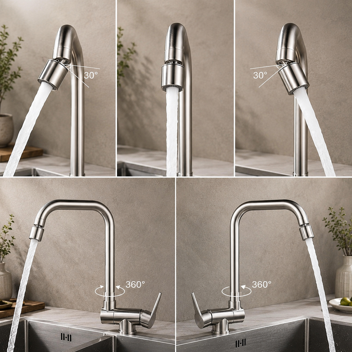 Robinet cuisine rabattable 360° flexible compact