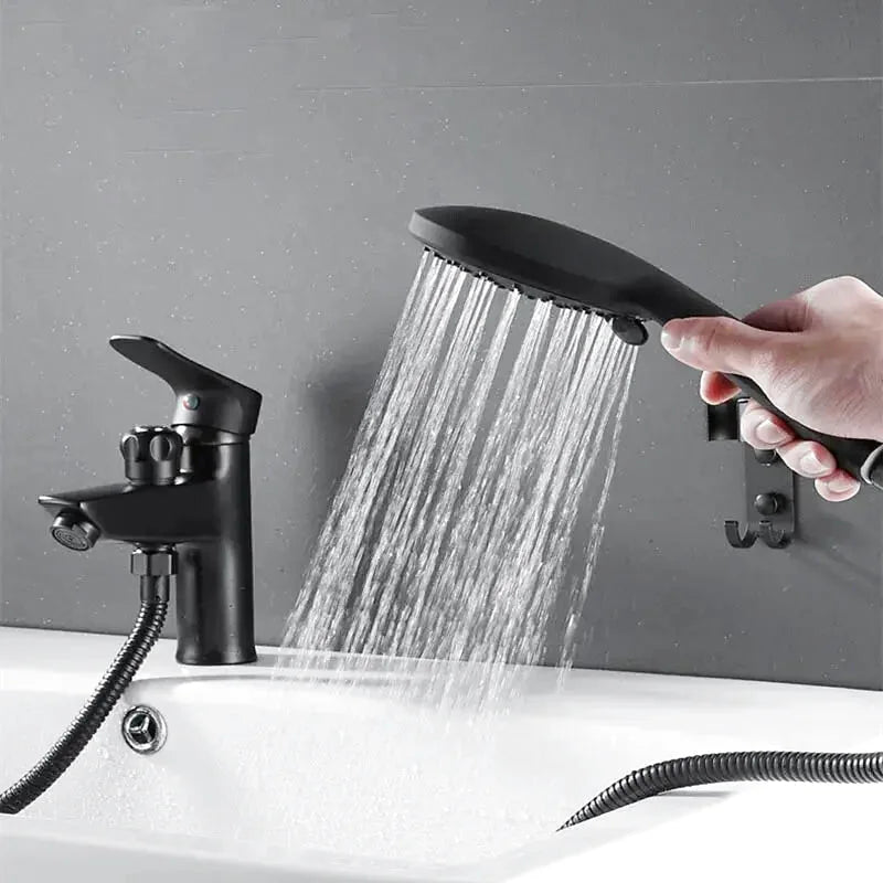 Robinet baignoire monotrou noir mat à inverseur rotatif