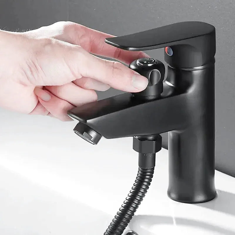 Robinet baignoire monotrou noir mat à inverseur rotatif