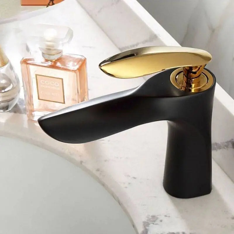 Robinet salle de bain bronze haut design sculptural