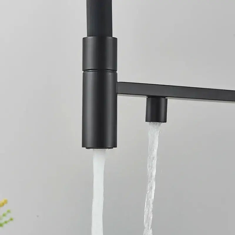 Robinet cuisine flexible noir double commande eau filtrée