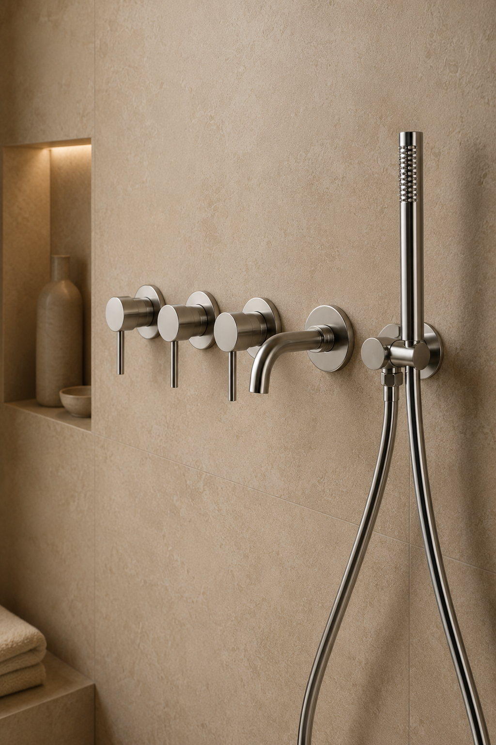 Colonne de douche chromée avec mitigeur