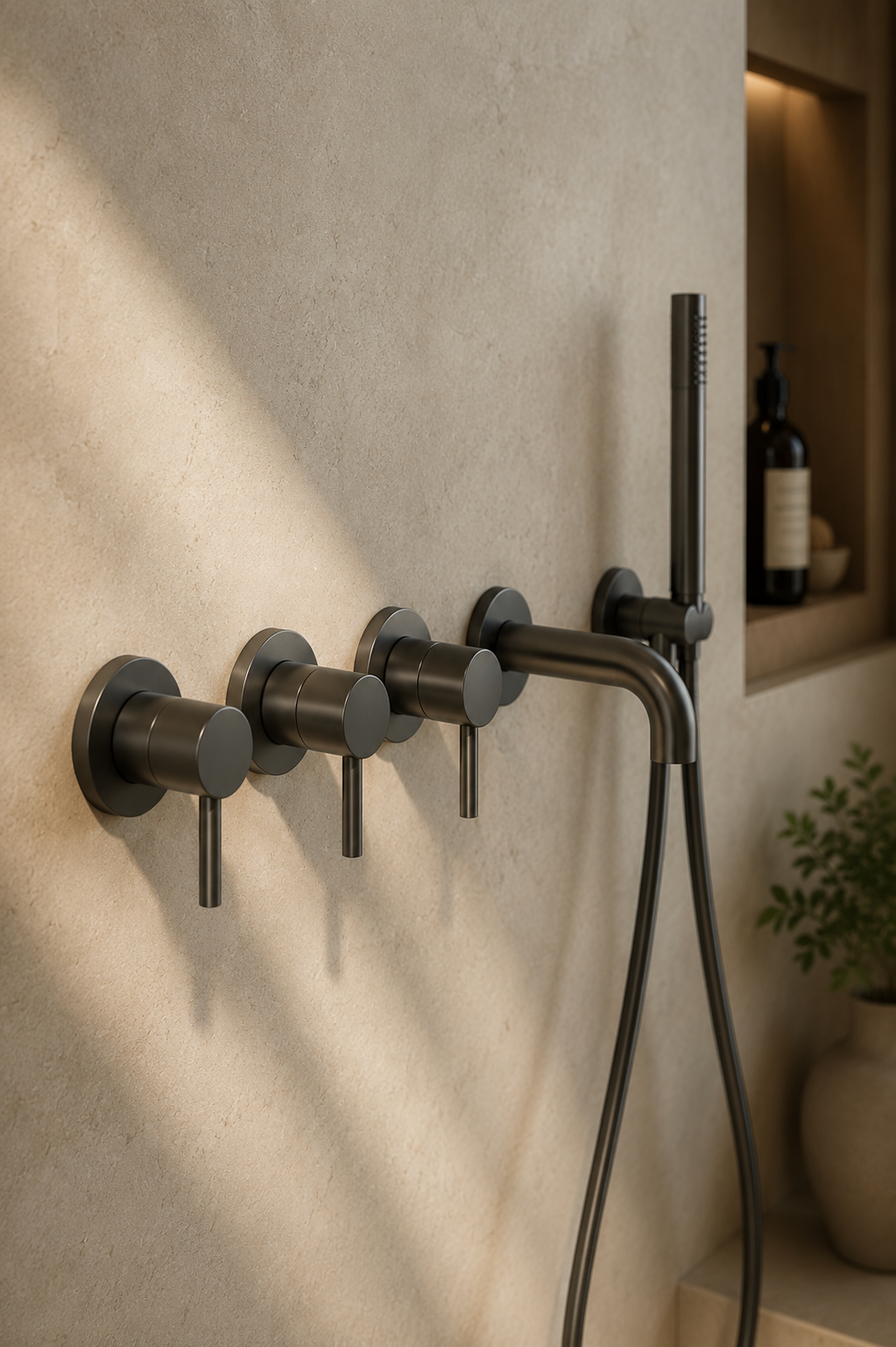 Colonne de douche gris avec mitigeur