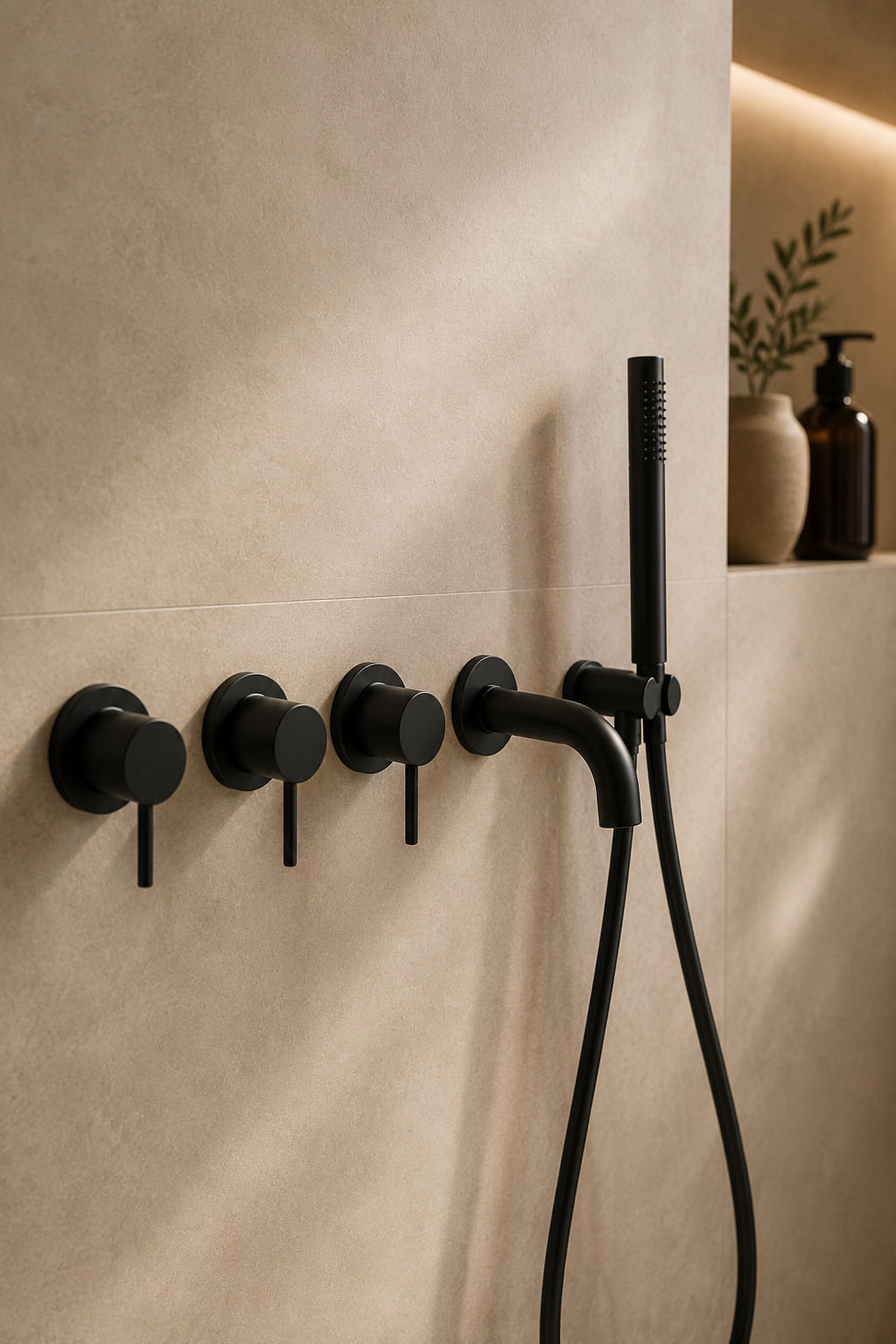 Colonne de douche noire avec mitigeur