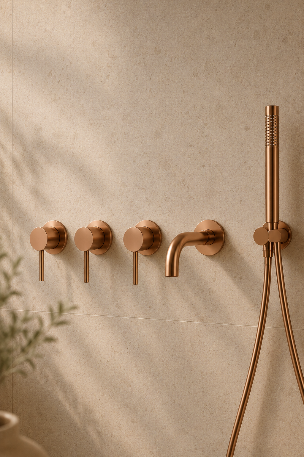Colonne de douche or rose brossé avec mitigeur