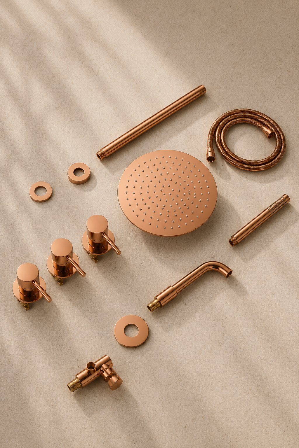 Colonne de douche or rose brossé avec mitigeur