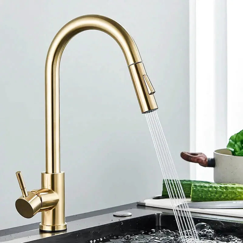 Robinet de cuisine noir mat base ronde à douchette extractible
