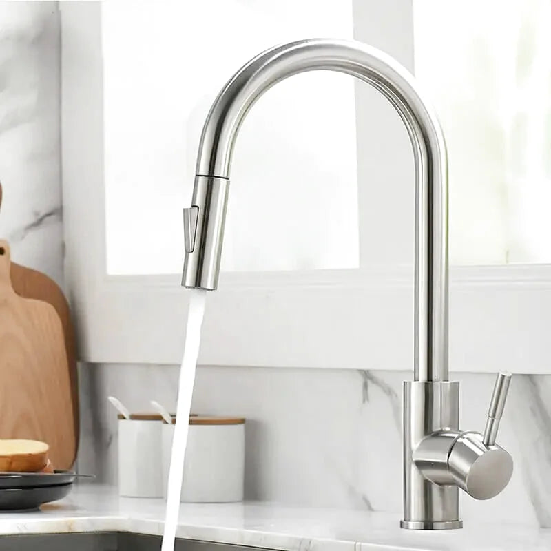 Robinet de cuisine noir mat base ronde à douchette extractible