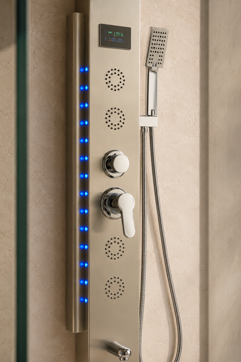 Colonne de douche hydromassante profil fin LED