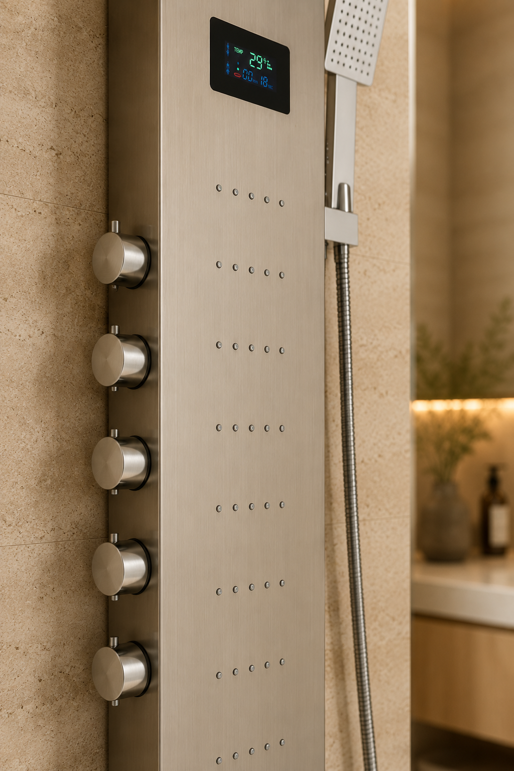 Colonne de douche hydromassante à de pluie LED