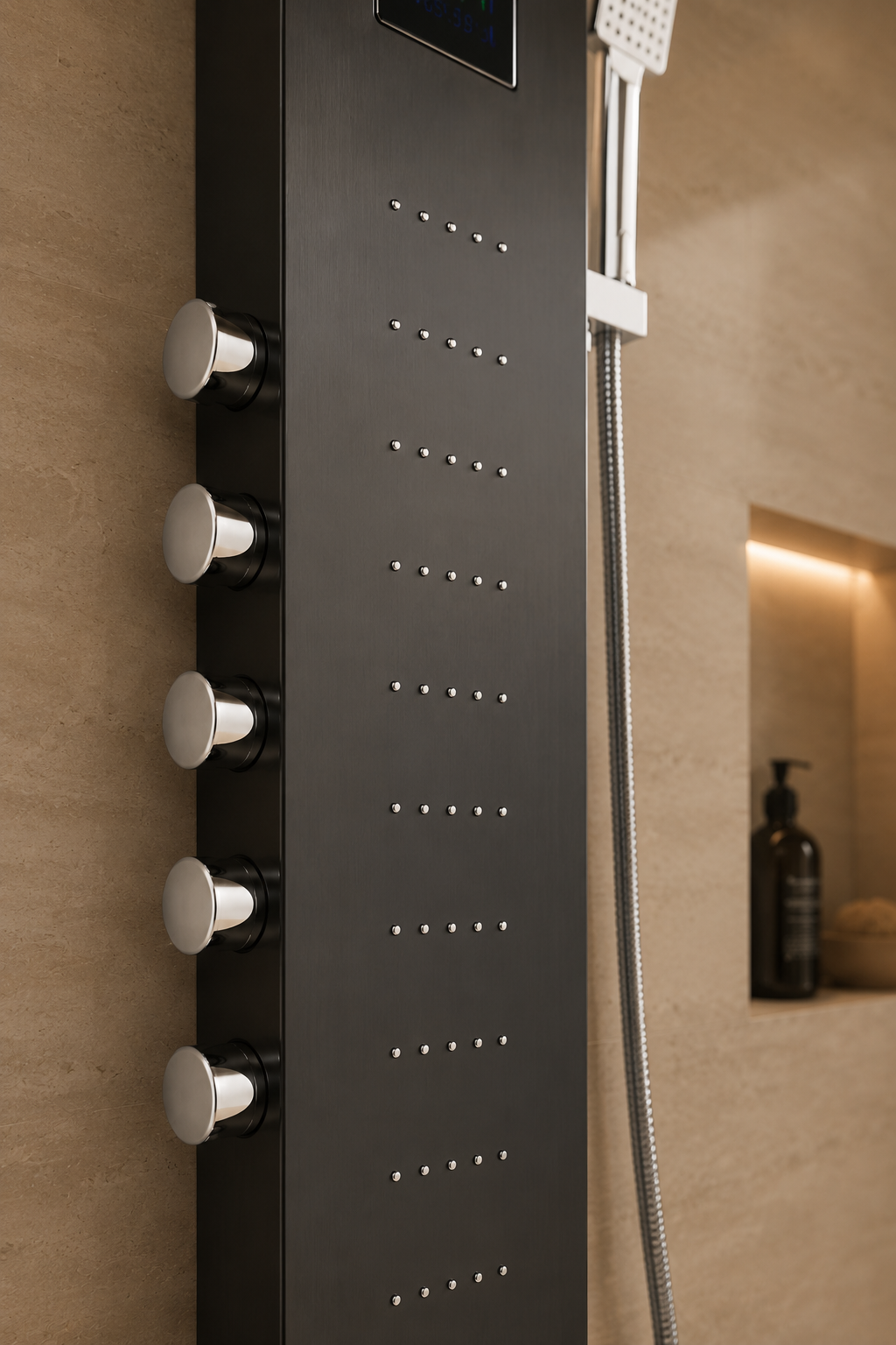 Colonne de douche hydromassante à de pluie LED