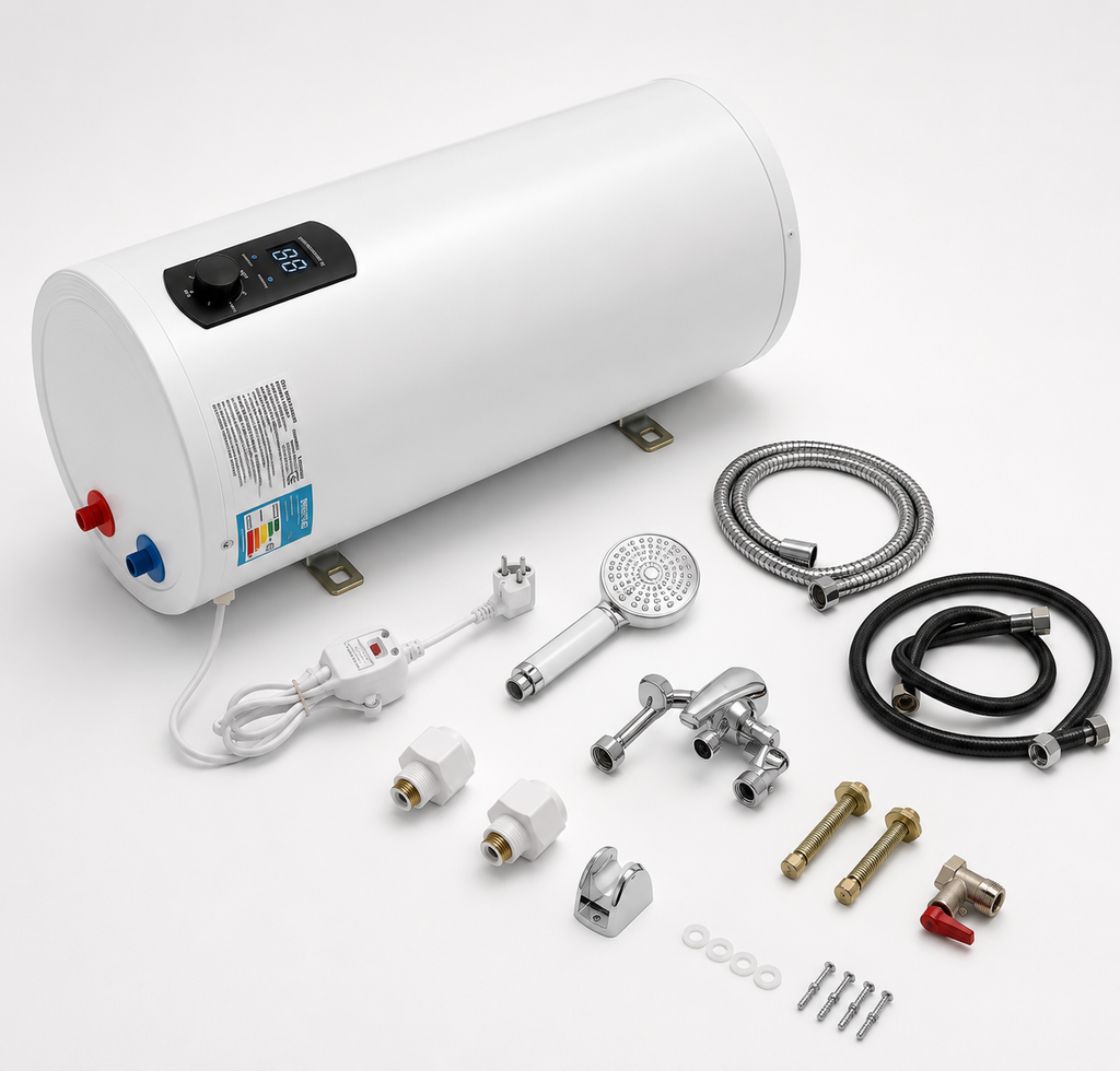 Chauffe-Eau Électrique Instantané 100L 2000W avec Affichage Digital et Douche