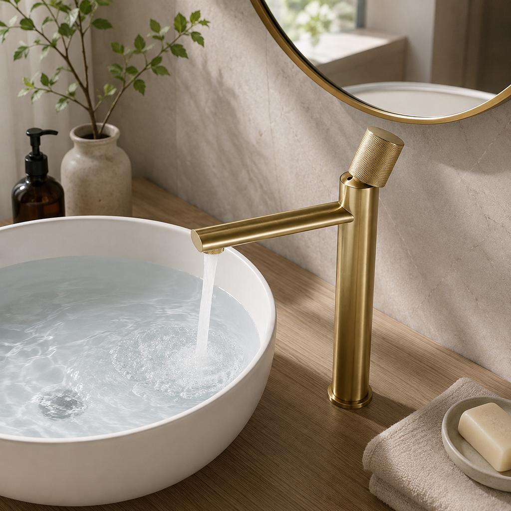 Robinet vasque design laiton massif 1 trou