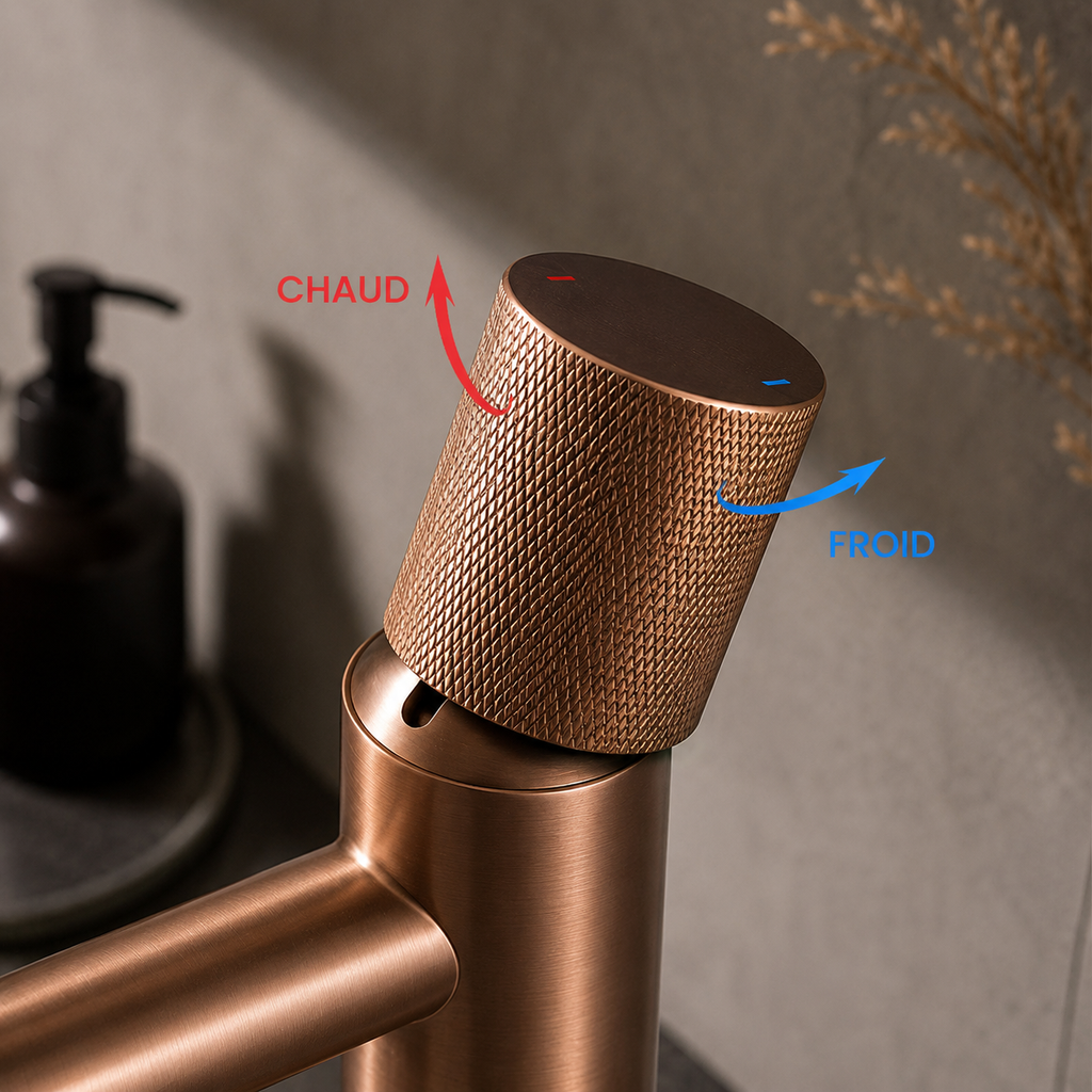 Robinet vasque design laiton massif 1 trou