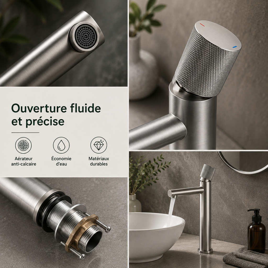 Robinet vasque design laiton massif 1 trou