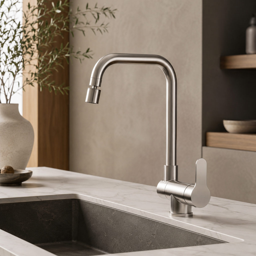 Robinet cuisine rabattable 360° flexible compact