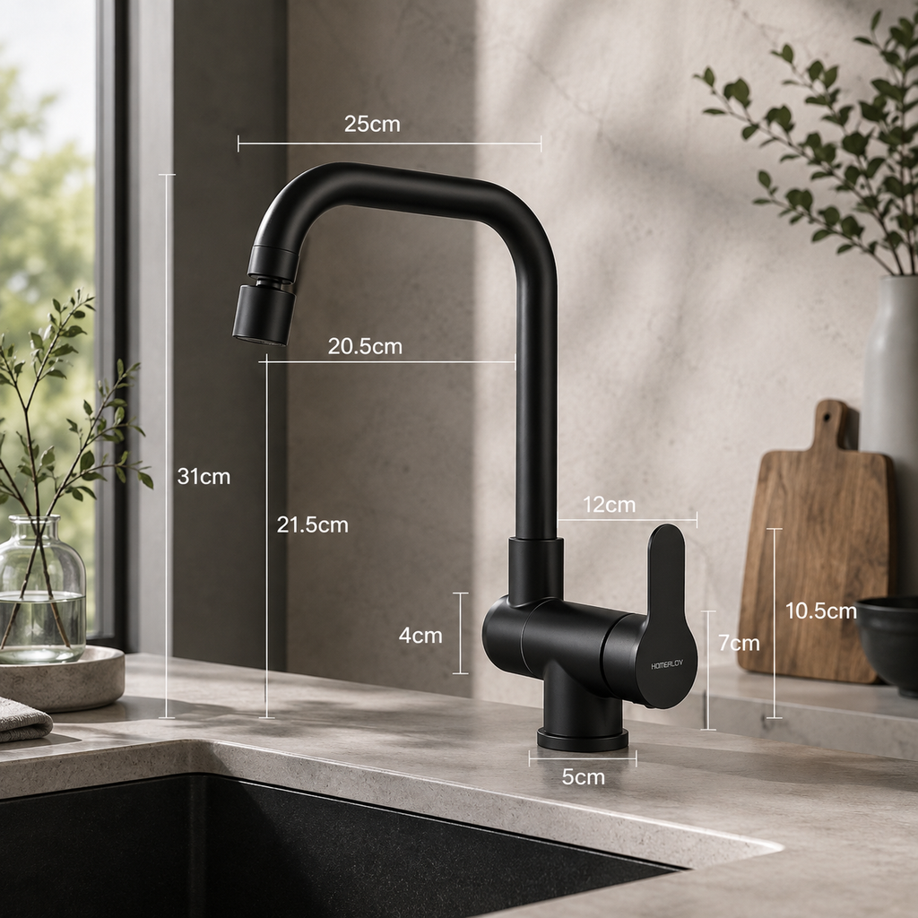 Robinet cuisine rabattable 360° flexible compact