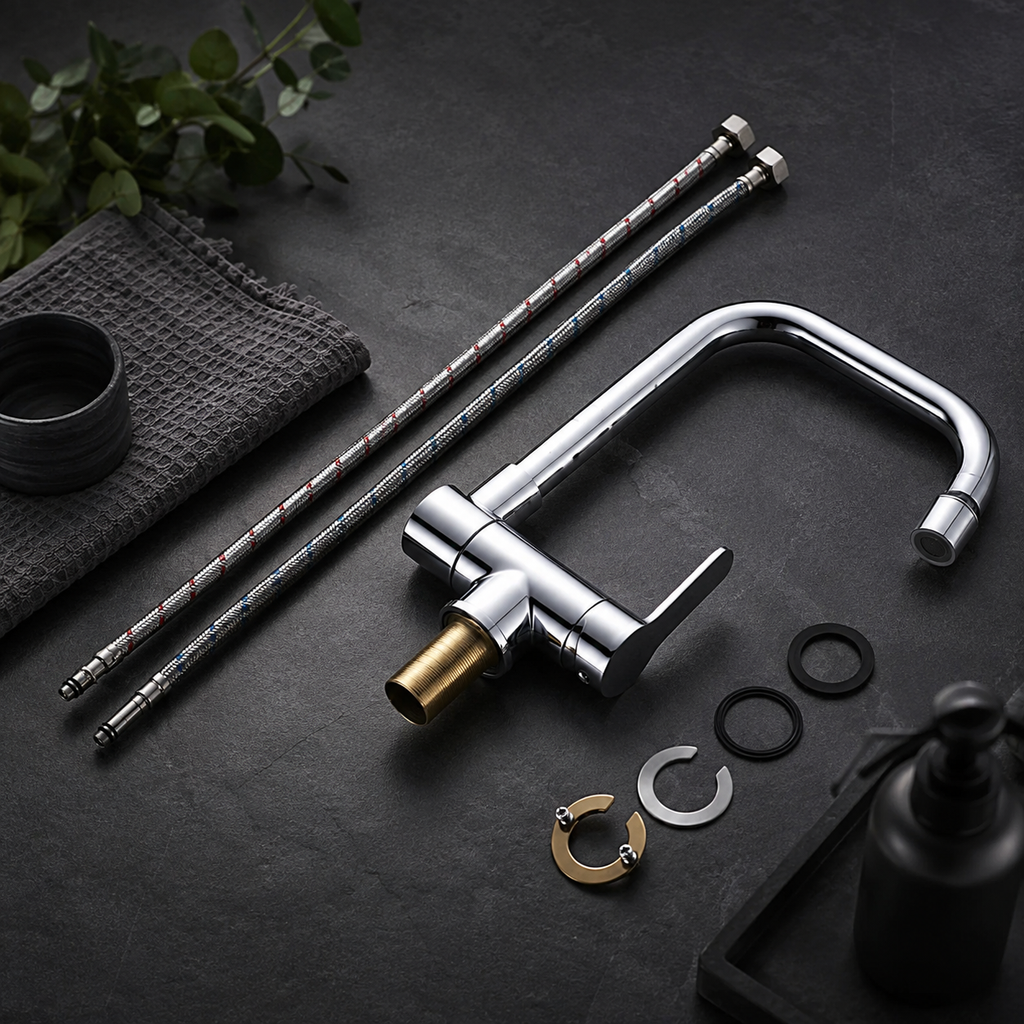 Robinet cuisine rabattable 360° flexible compact