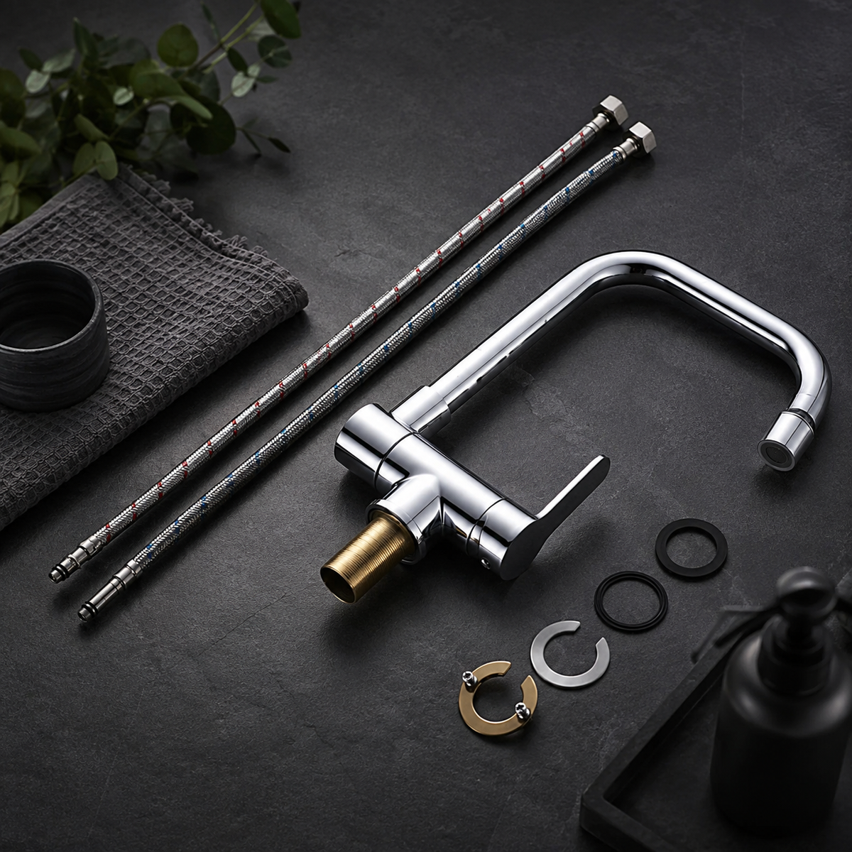 Robinet cuisine rabattable 360° flexible compact