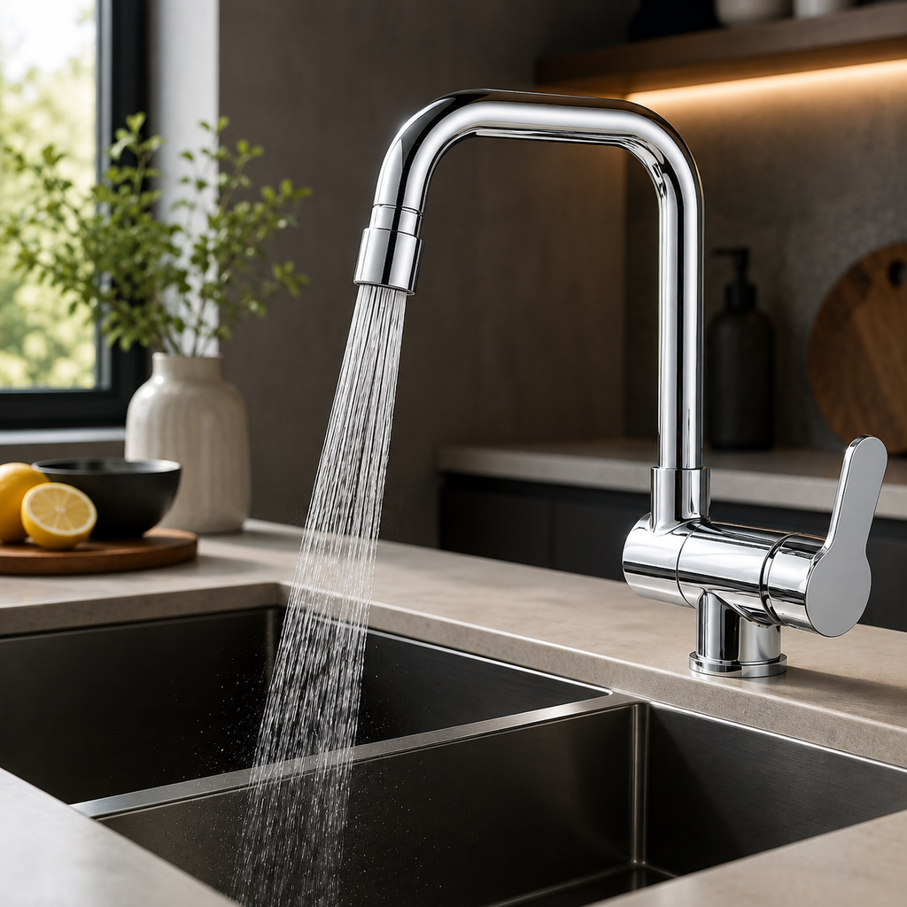 Robinet cuisine rabattable 360° flexible compact