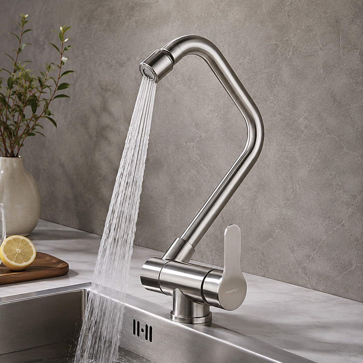 Robinet cuisine rabattable 360° flexible compact