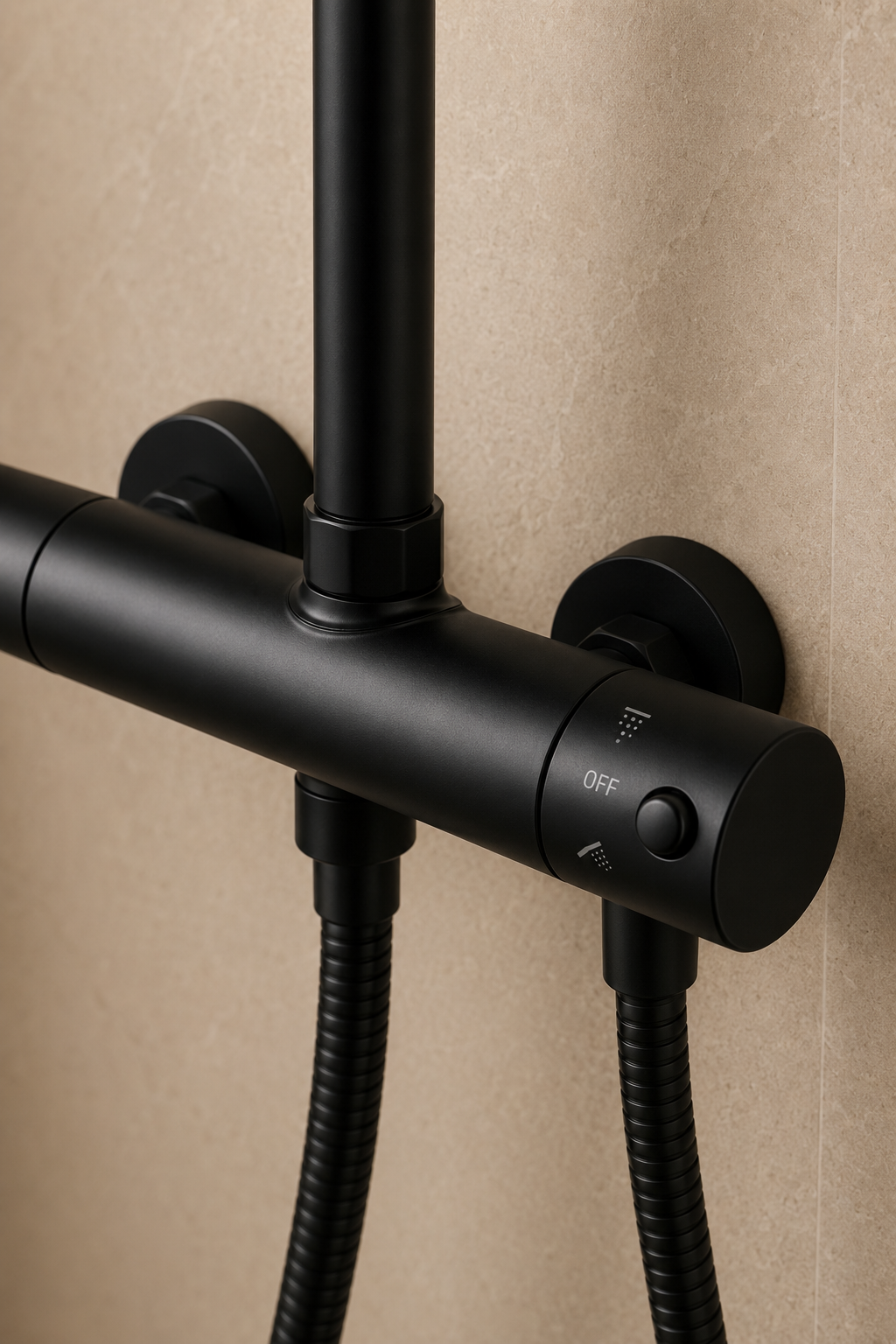 Colonne de douche thermostatique noire 20 cm col cintré