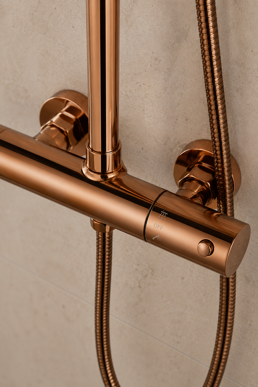 Colonne de douche thermostatique dorée 30 cm