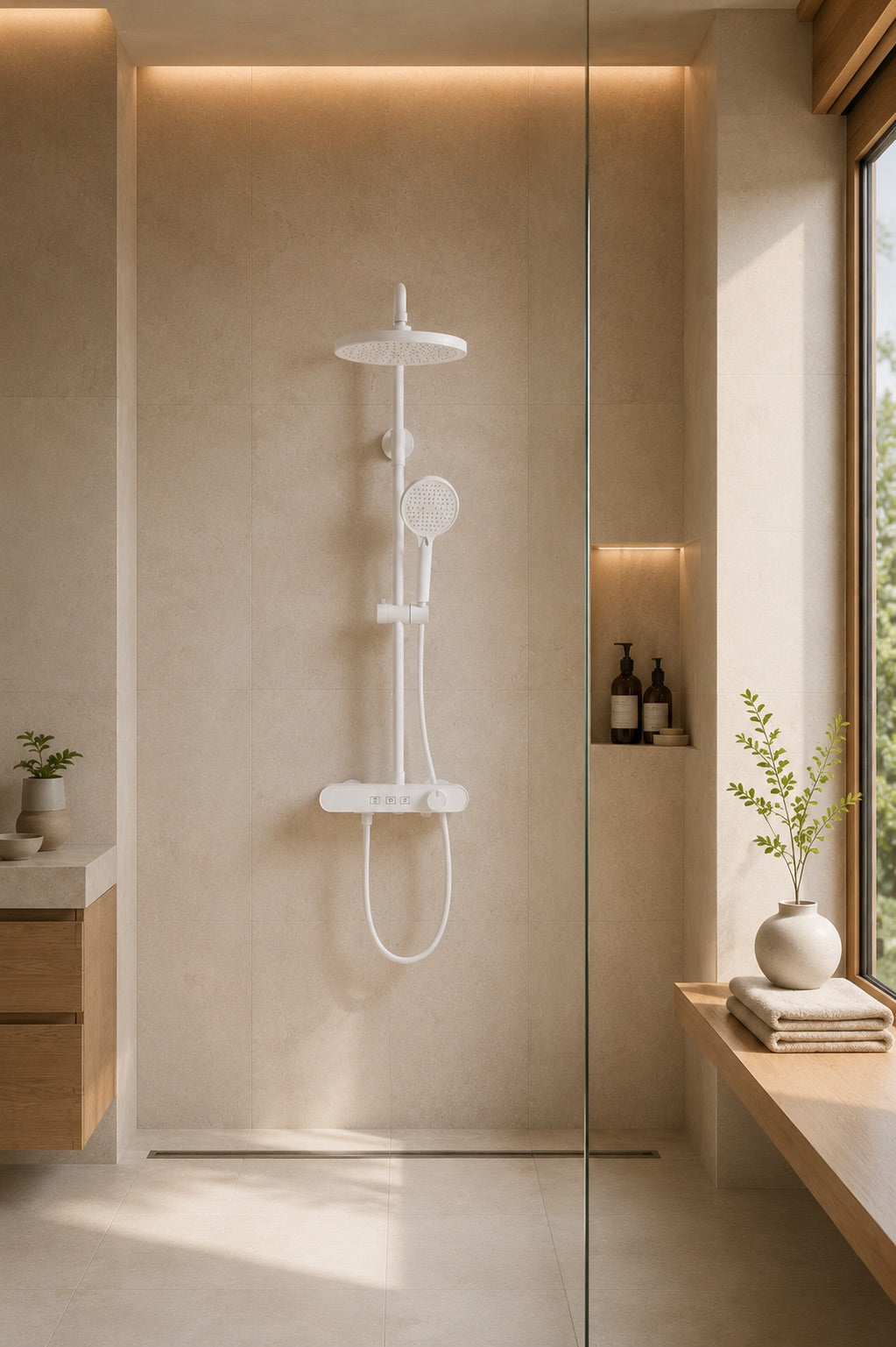 Colonne de douche à mitigeur blanche