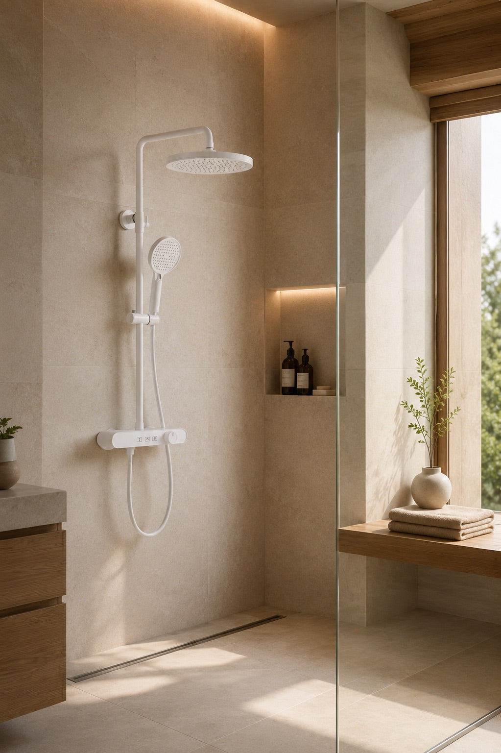 Colonne de douche à mitigeur blanche