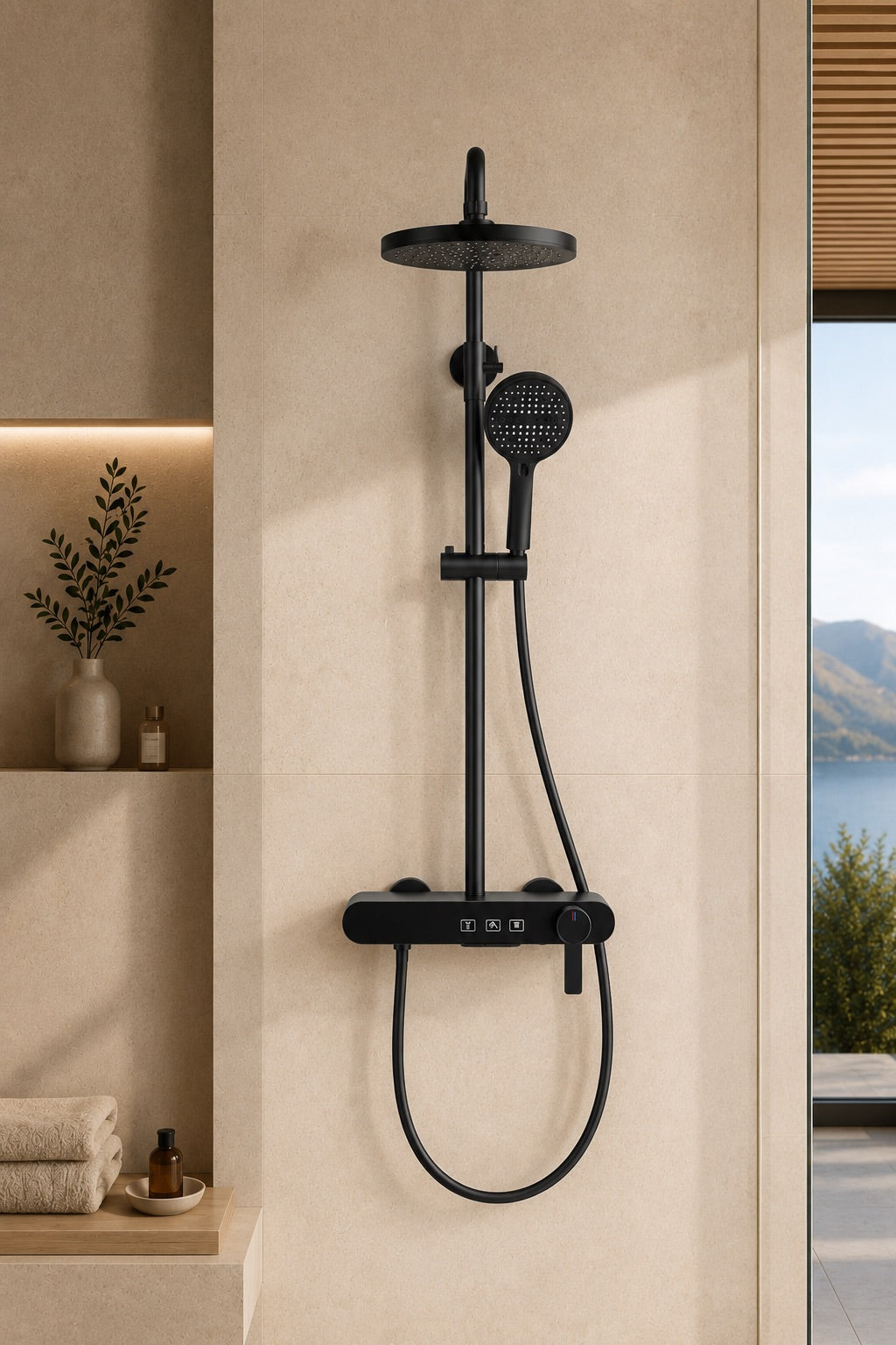 Colonne de douche à mitigeur noire