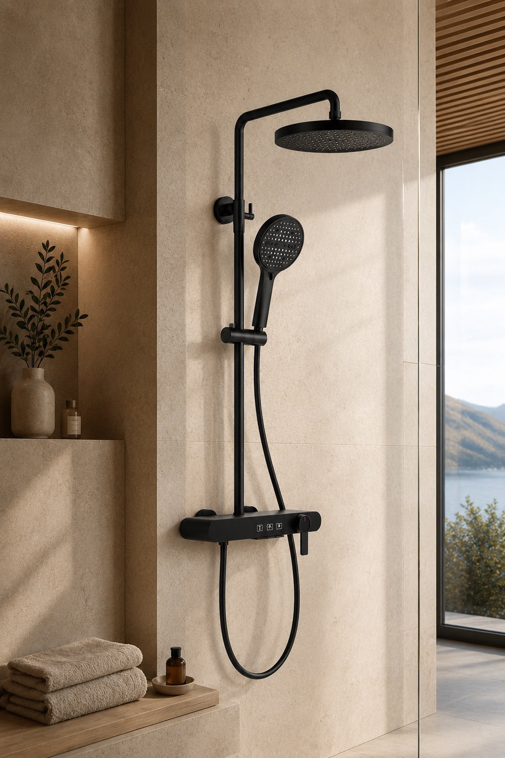 Colonne de douche à mitigeur noire