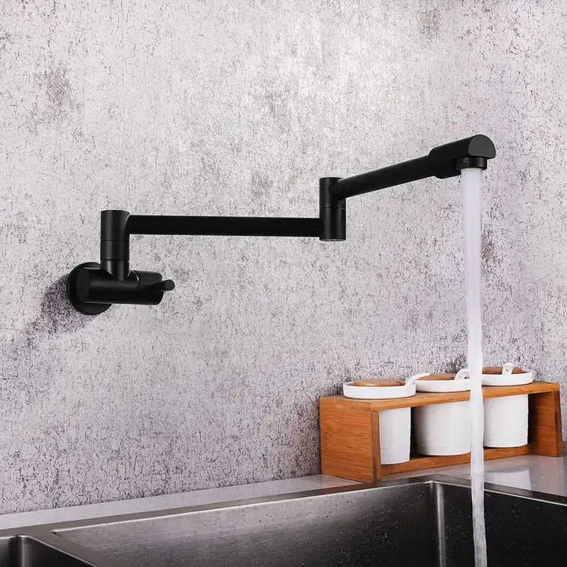 Robinet cuisine rabattable mural noir bras articulé