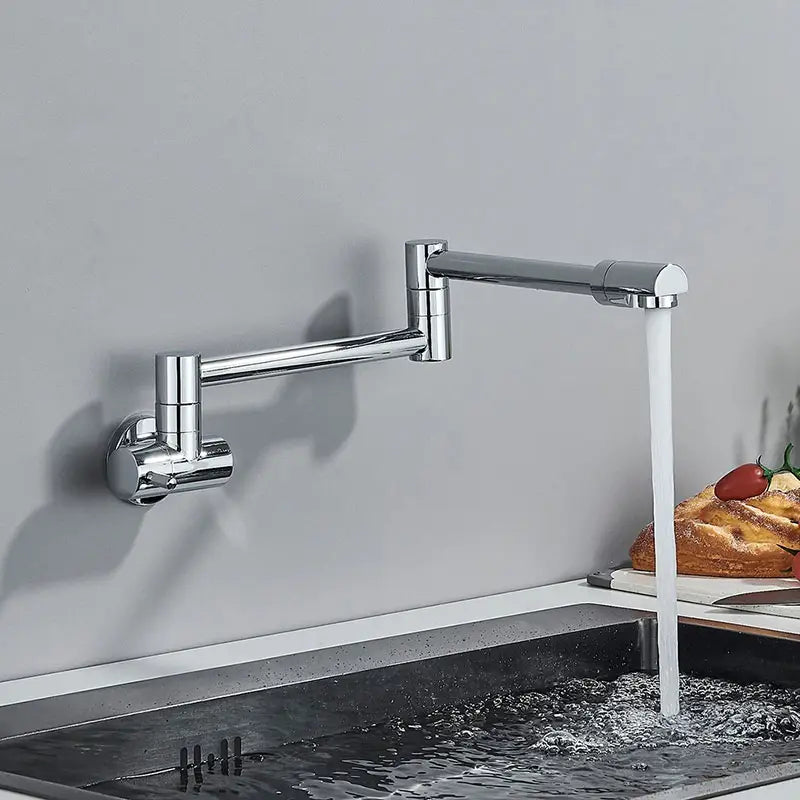 Robinet cuisine rabattable mural noir bras articulé