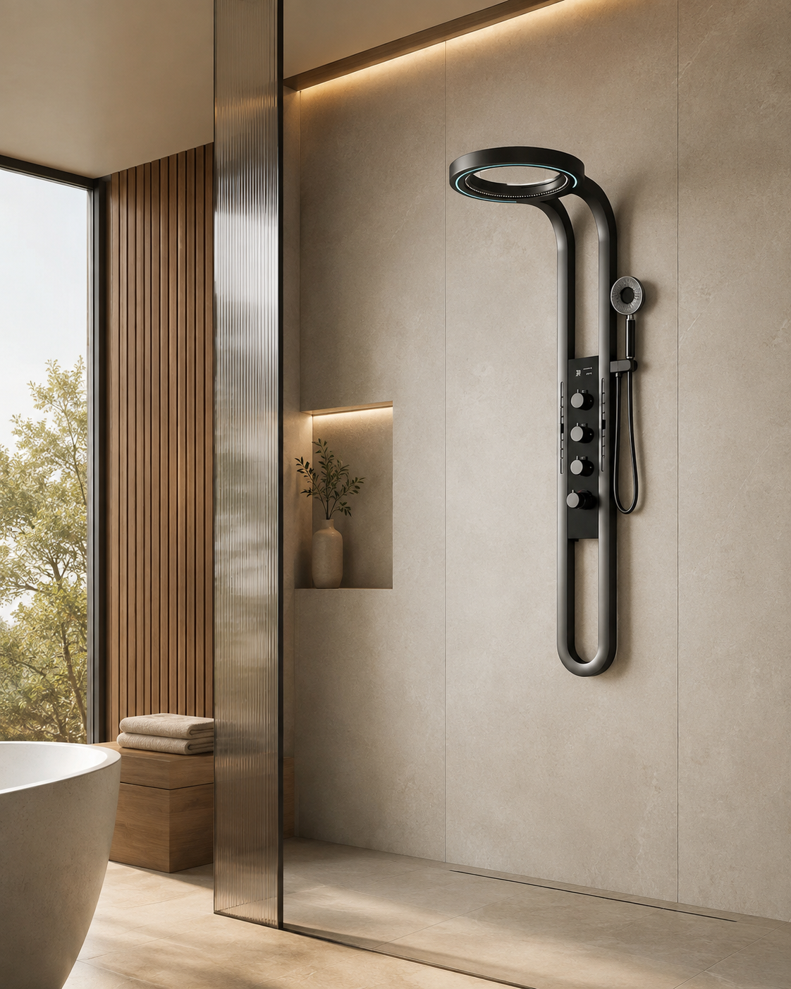 Panneau de douche hydromassant noir