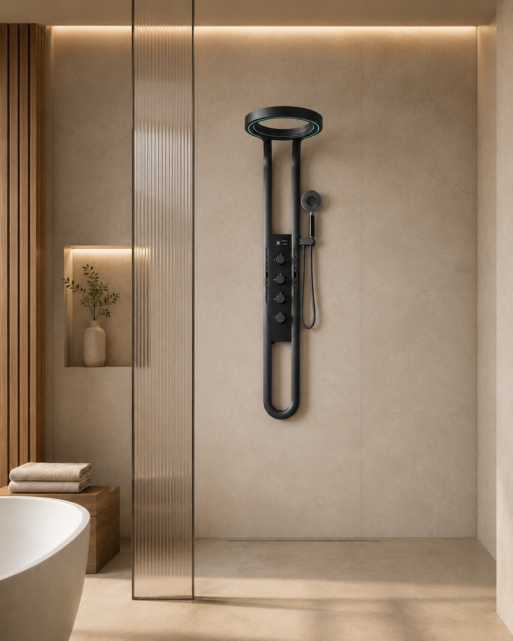 Panneau de douche hydromassant noir