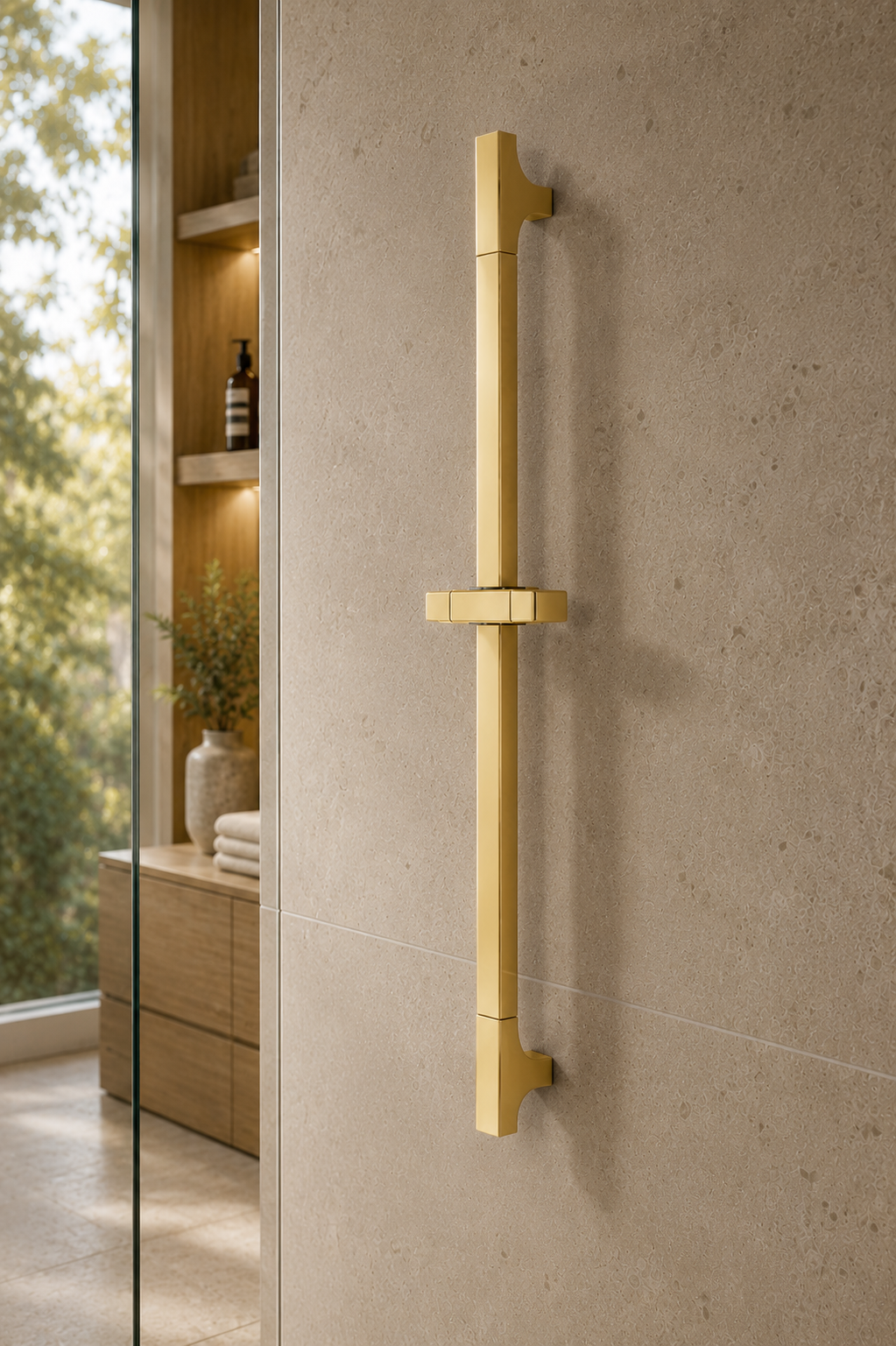 Barre de douche coulissante réglable dorée
