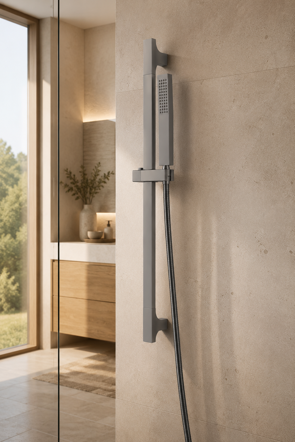 Colonne de douche inox grise