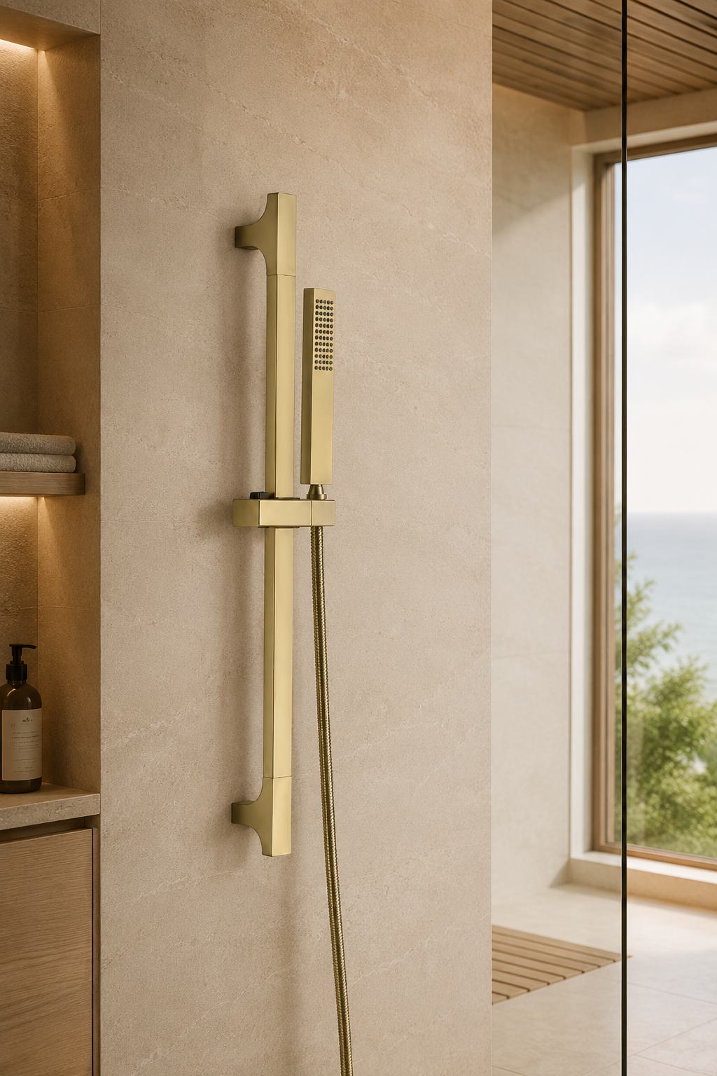 Colonne de douche inox or brossé