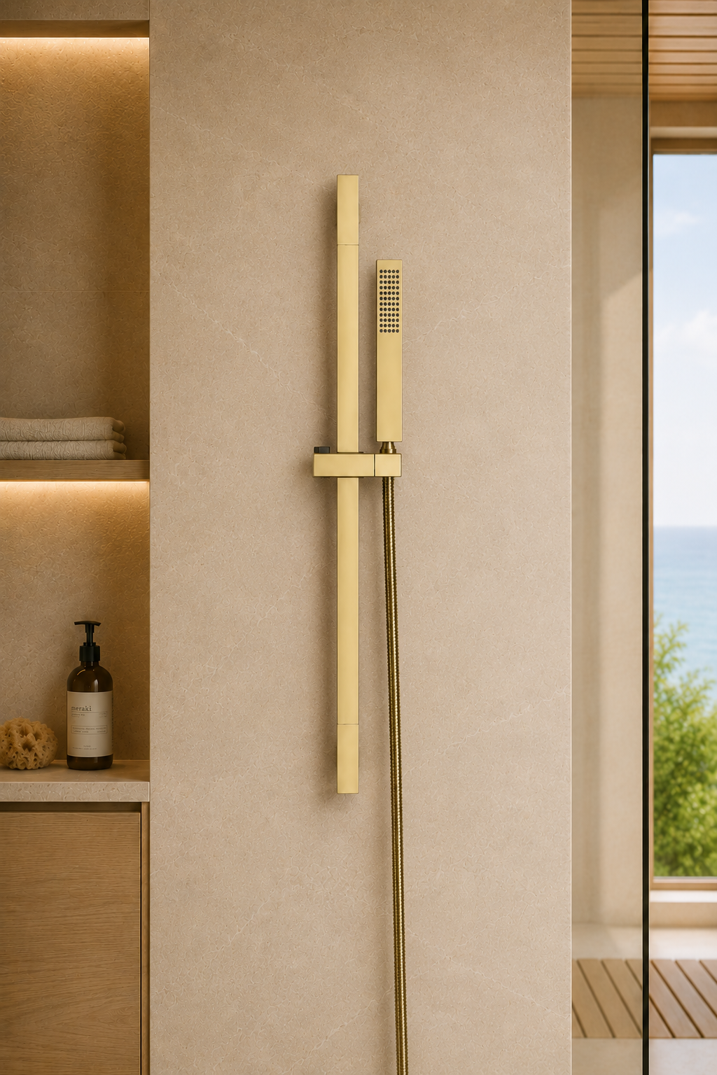 Colonne de douche inox or brossé