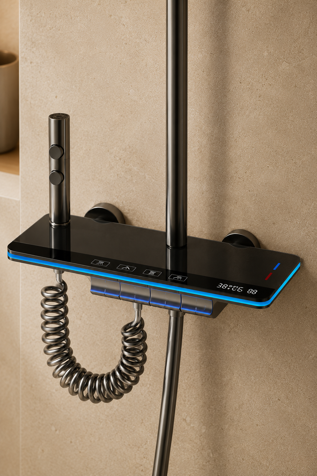 Colonne de douche thermostatique à écran LED grise