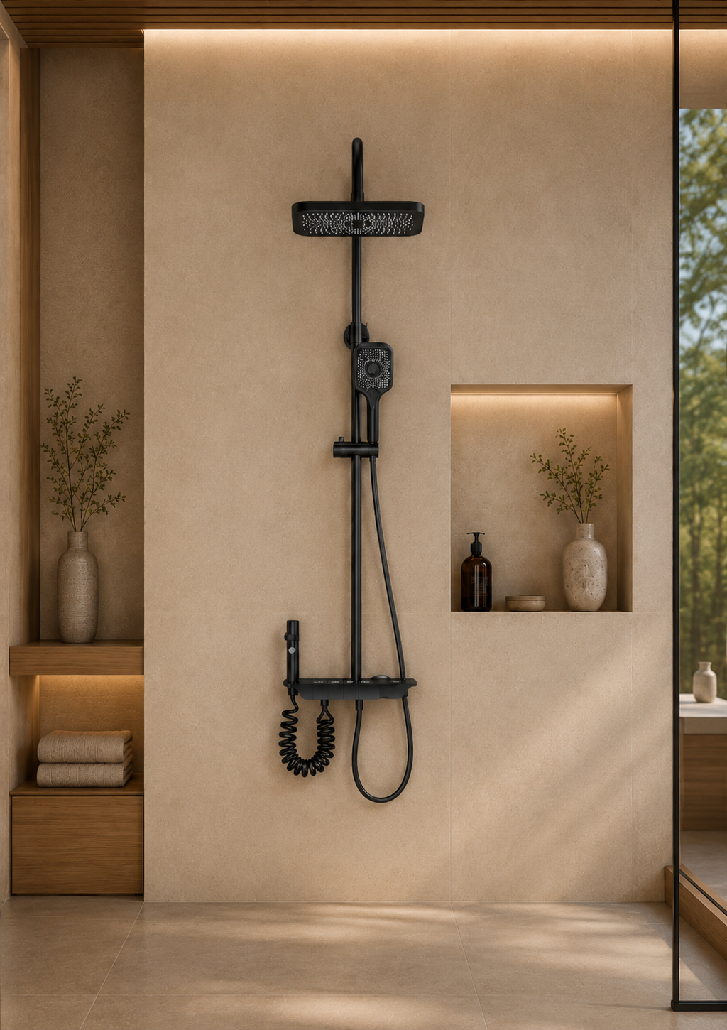 Colonne de douche avec mitigeur noire