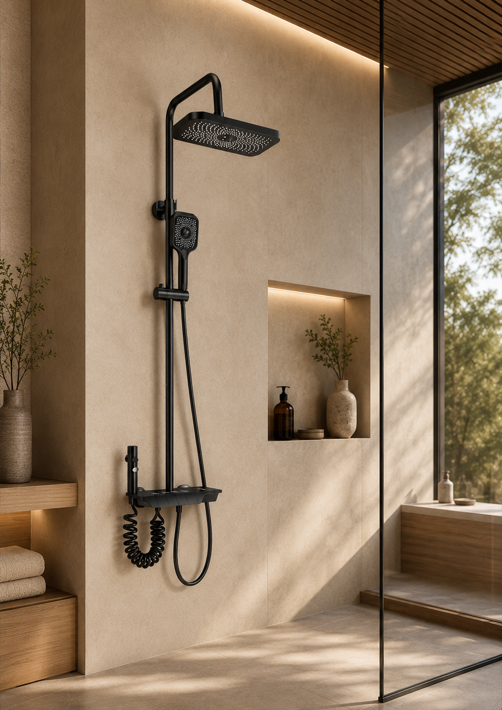 Colonne de douche avec mitigeur noire
