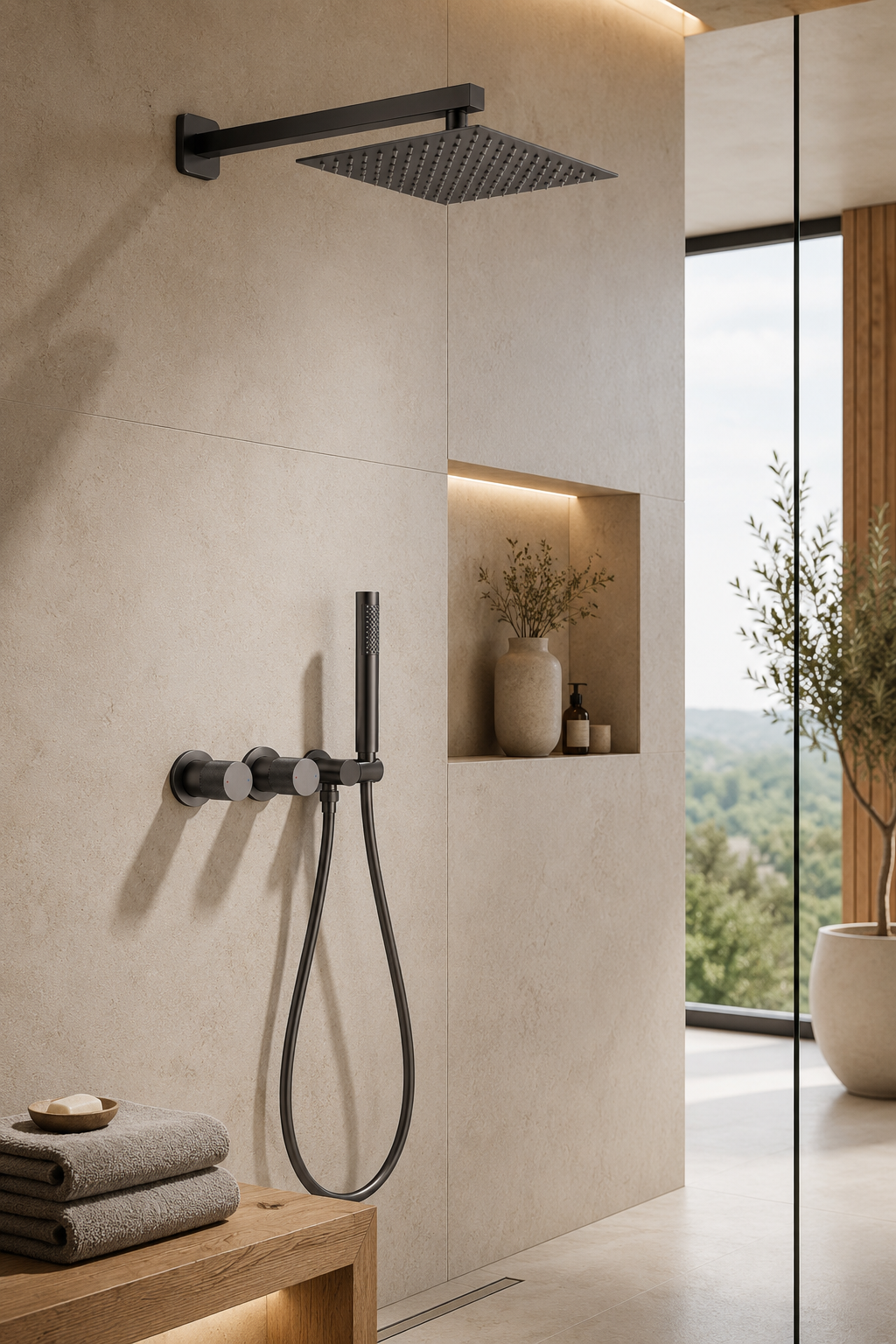 Colonne de douche en laiton gris