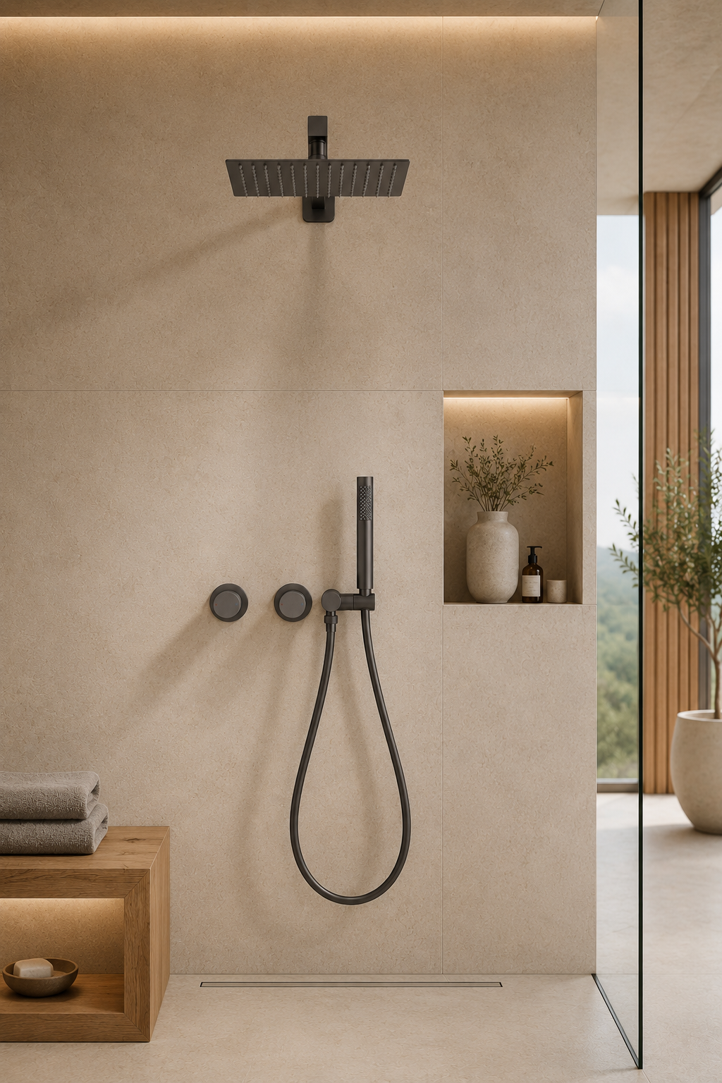 Colonne de douche en laiton gris