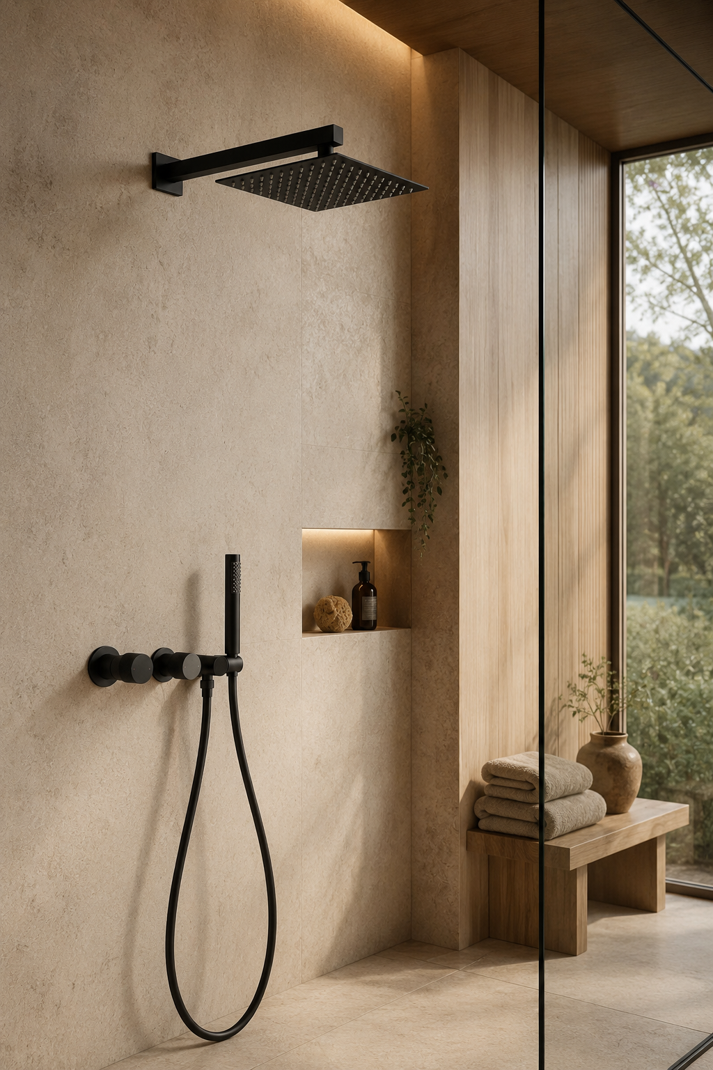 Colonne de douche en laiton noire