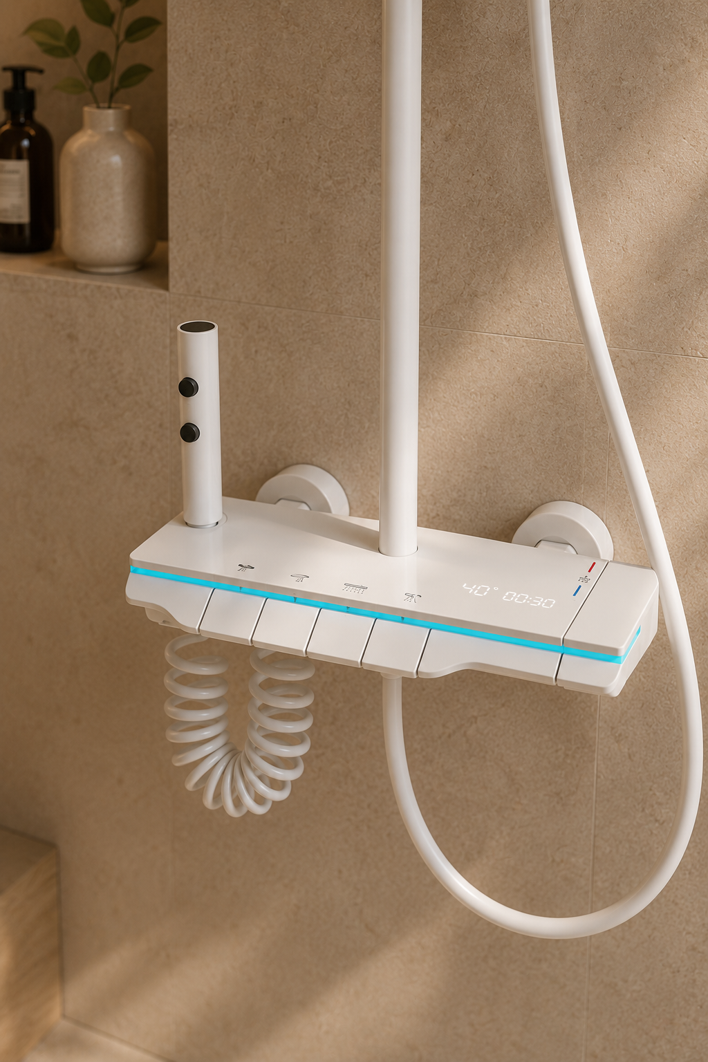 Colonne de douche thermostatique blanche