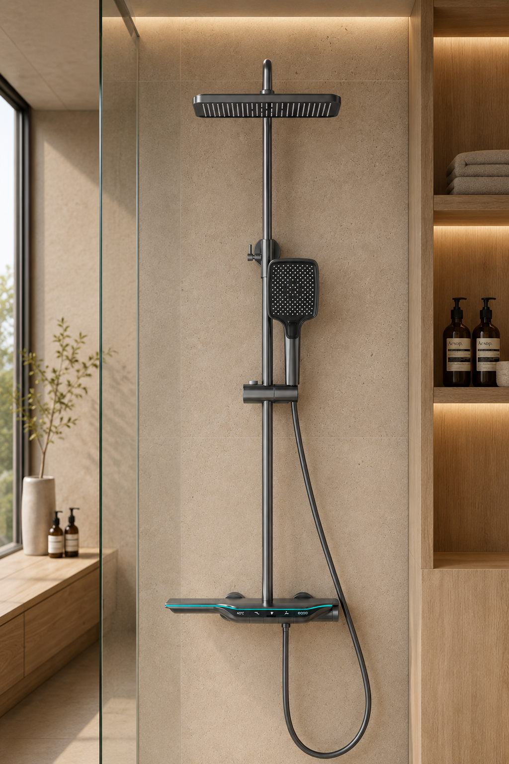 Colonne de douche thermostatique grise